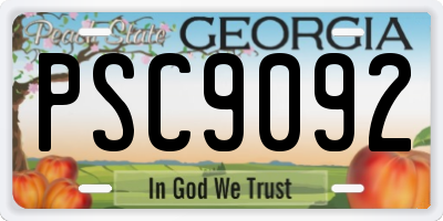 GA license plate PSC9092