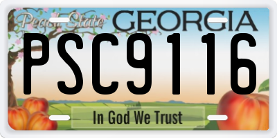 GA license plate PSC9116