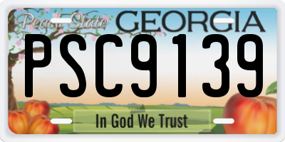 GA license plate PSC9139