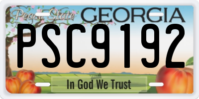 GA license plate PSC9192