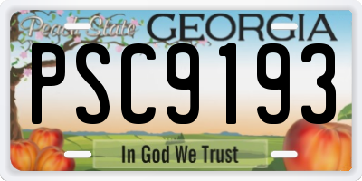 GA license plate PSC9193
