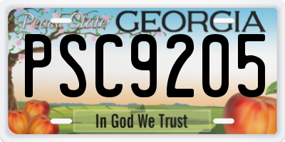 GA license plate PSC9205