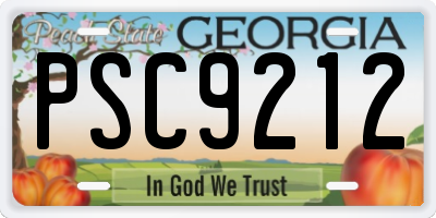 GA license plate PSC9212