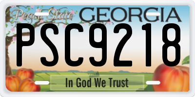 GA license plate PSC9218
