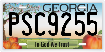 GA license plate PSC9255