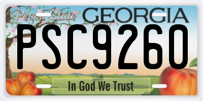 GA license plate PSC9260
