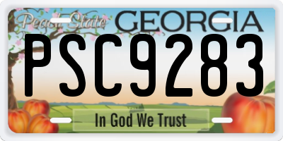 GA license plate PSC9283