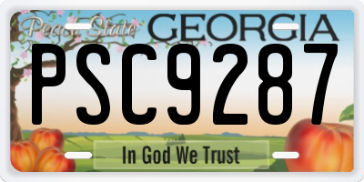 GA license plate PSC9287