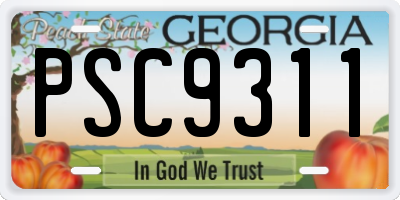 GA license plate PSC9311