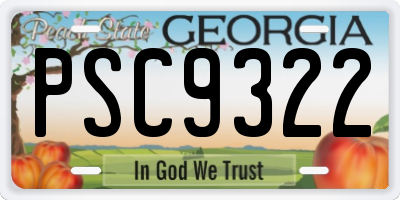 GA license plate PSC9322
