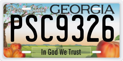 GA license plate PSC9326
