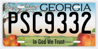 GA license plate PSC9332