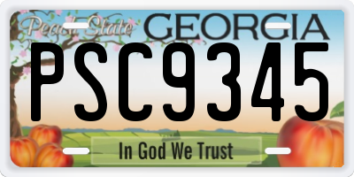 GA license plate PSC9345