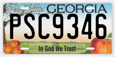 GA license plate PSC9346