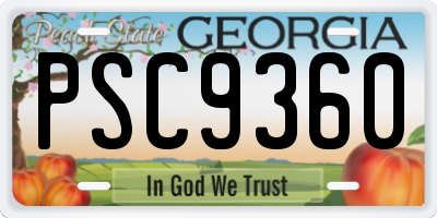 GA license plate PSC9360