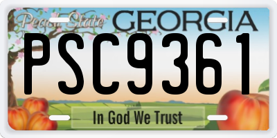 GA license plate PSC9361
