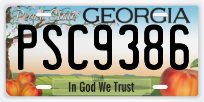 GA license plate PSC9386