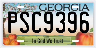 GA license plate PSC9396