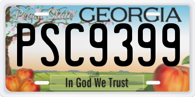 GA license plate PSC9399