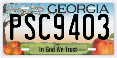 GA license plate PSC9403