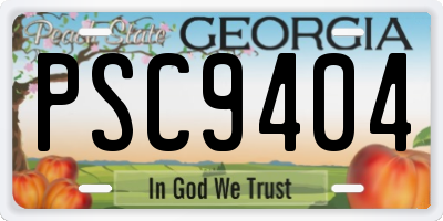GA license plate PSC9404