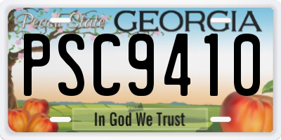 GA license plate PSC9410