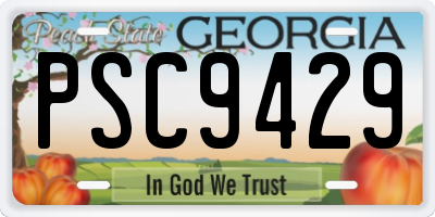 GA license plate PSC9429