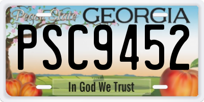 GA license plate PSC9452