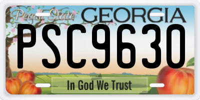 GA license plate PSC9630
