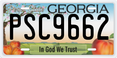 GA license plate PSC9662