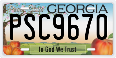 GA license plate PSC9670