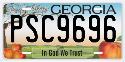 GA license plate PSC9696