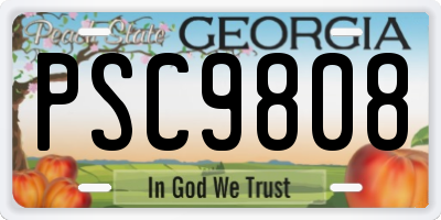 GA license plate PSC9808