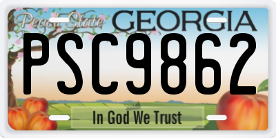 GA license plate PSC9862