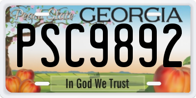 GA license plate PSC9892