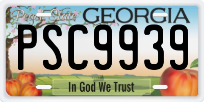 GA license plate PSC9939