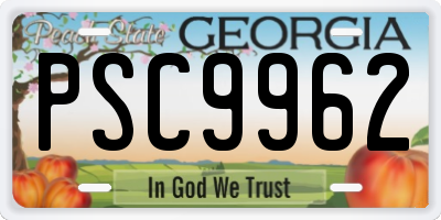 GA license plate PSC9962