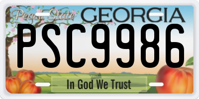 GA license plate PSC9986