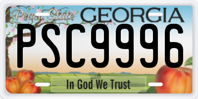 GA license plate PSC9996