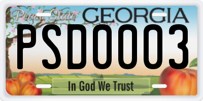 GA license plate PSD0003
