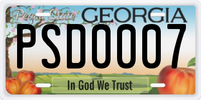 GA license plate PSD0007