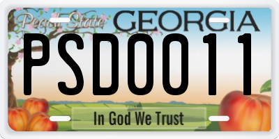 GA license plate PSD0011