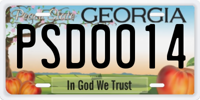 GA license plate PSD0014