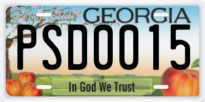 GA license plate PSD0015