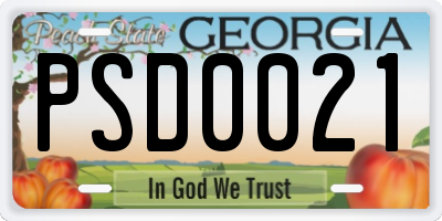 GA license plate PSD0021