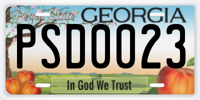 GA license plate PSD0023