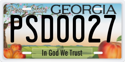 GA license plate PSD0027