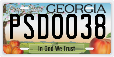 GA license plate PSD0038