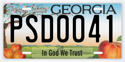 GA license plate PSD0041