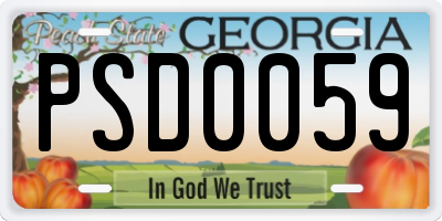 GA license plate PSD0059